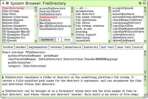 squeak 3.9 에서의 FileDirectory 클래스